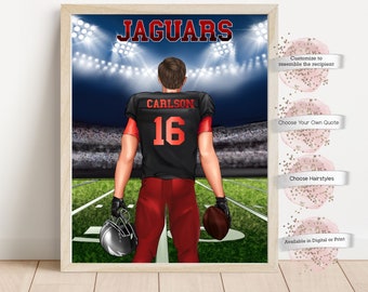 Personalized Football Player Print, Gift for Football Player, Custom Football Gift, Wall Art(Digital or Print)