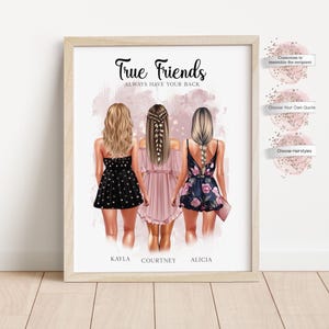 Personalized Group of Best Friends Gift Print, Friendship Gift, Birthday Gift for Her, Digital or Quality Print, Christmas Gift