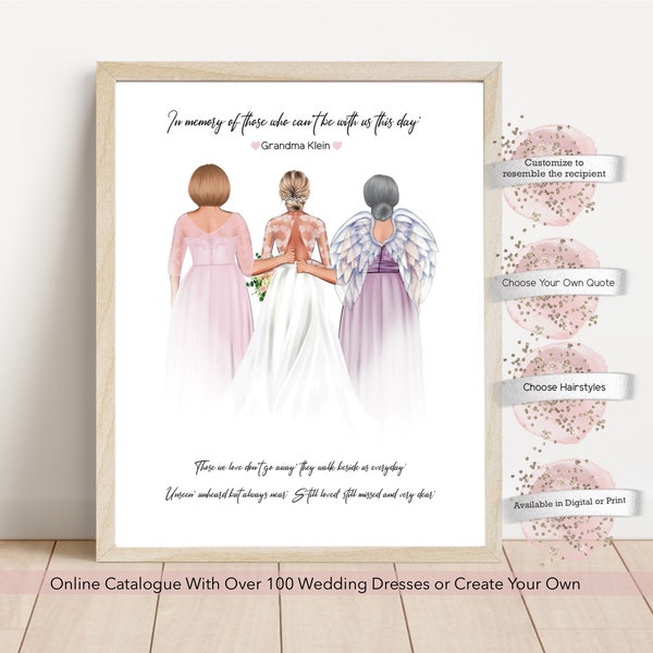 Wedding Memorial Print, Grandma, Grandpa, Father, Mother Memorial for Wedding Day, Wedding Day Memorial Tribute to Display on Wedding Day