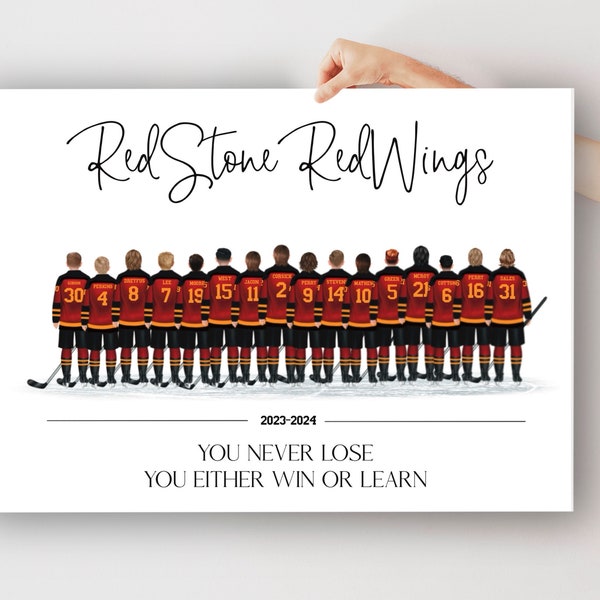 Personalized Hockey Team Print, Custom Hockey Gift, Team Gift, Hockey  Coach, Hockey Player, Gift for Him, End of Season Gift