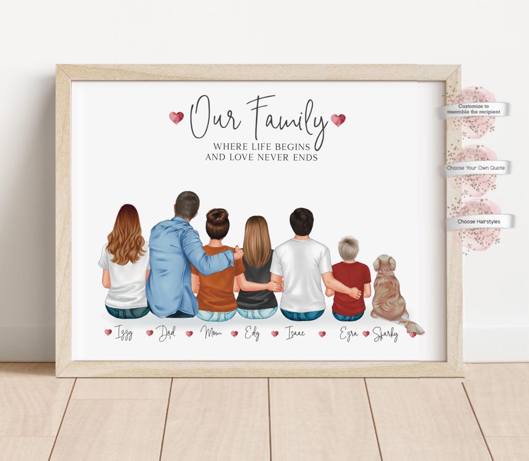 Custom Portrait, Family Print, Personalized Gift for Family, Our Family ...