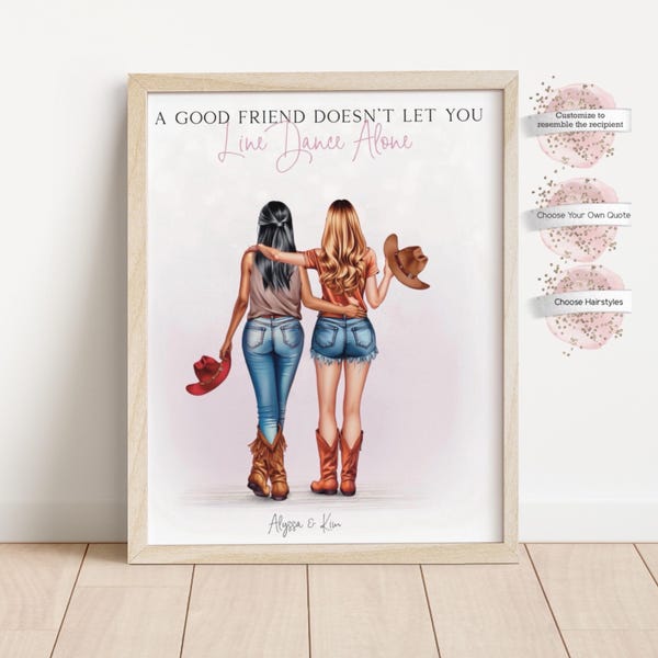 Personalized Best Friends Line Dancer Print, Custom Line Dancer Print for Friends, Personalized for You