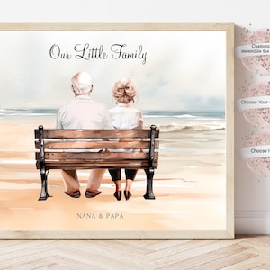 Gift for Grandparents, Grandparent Print Gift, Gift for Nana & Papa, Grandma and Grandpa, Family Illustration Portrait, Personalized Gift