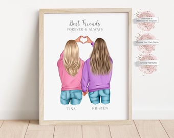Personalized Best Friend Gifts, Gift for Besties, Heart Hands, Sisters or Friends, Birthday Gift or Christmas Gift (Digital or Print)