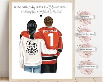 Personalized Hockey Mom Print, Custom Jersey Art, Mothers Day Gift, Valentines Day