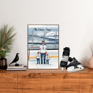 Personalized Hockey Family Print, Custom Uniform Included, Hockey Gift, Gift for Hockey Fans image 2