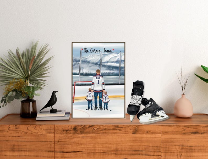 Personalized Hockey Family Print, Custom Uniform Included, Hockey Gift, Gift for Hockey Fans image 2
