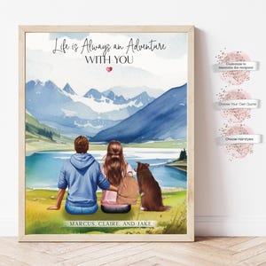 Personalized Couple Hiking Gift Print, Outdoors Couples Gift, Couple Print, Hiker Couple, Couple Gift, Romantic Gift, Gift for Him