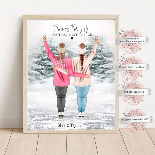 Custom Friends Figure Skater Print, Ice Skating,  Figure Skating Friends, Skater Print,  Christmas Gift for Figure Skater, Personalized Gift