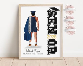 Personalized Wrestling Senior Graduation Gift Print, Custom Wrestler Gift, Graduation Gifts, Custom Uniform Included (Print or Digital)