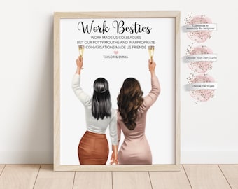Personalized Work Bestie Print,  Custom Office Gift, Gift for Co-Worker (Digital or Print)