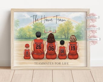 Personalized Basketball Family Print, Basketball Family, Custom Jersey Included, Daddy’s Dream Team, Gift for Dad (Digital or Print)