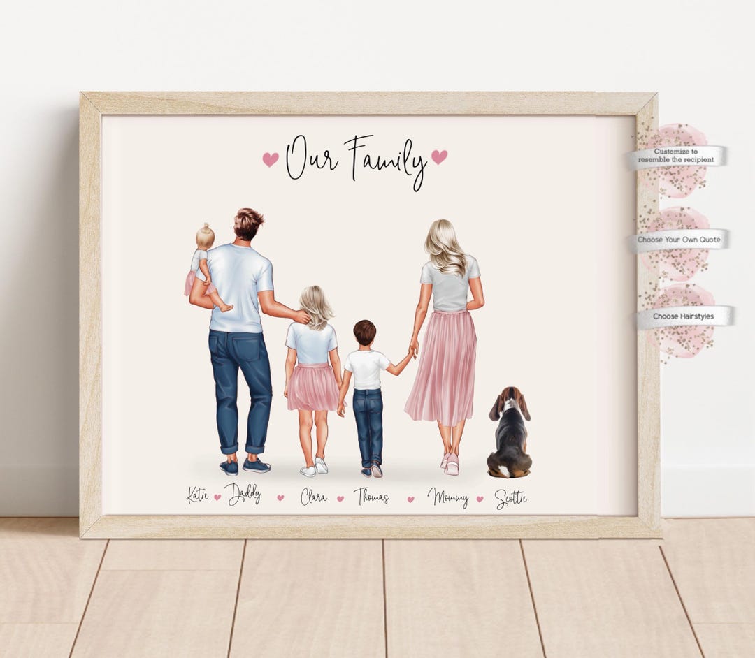 Personalized Family Portrait , Custom Family Print, Family Portrait ...