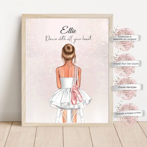 Personalized Child Ballet Dancer, Custom Ballet Gift, Dancer Portrait, Ballet Portrait,  Custom Portrait, Ballerina Poster, Dancer Gift