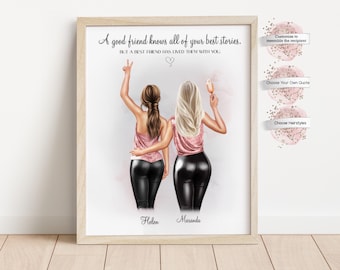 Personalized Best Friend Poster Gift,  Gift for Bestie, Gift for Girlfriend, Roommate Gift, Digital, Christmas Gift