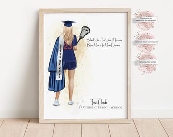 Personalized Lacrosse Senior Graduation Print, Custom Uniform  Included, Senior Lacrosse Portrait, Gift for Her ( Digital or Print)