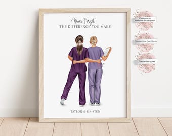 Personalized Nurse Friends Print,  Custom Nursing School Gift, RN, Registered Nurse Gift, PSW (Digital or Print)