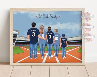 Personalized Baseball Family Print, Custom Softball Gift, Custom Uniform  Included