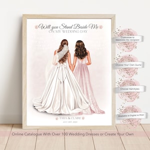 Personalized Gift for Maid of Honour, Bridesmaid,  Gift For Bride, Gift For Maid Of Honour,  Bridesmaid Print, Wedding Gift