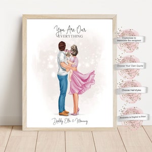 Personalized Mom, Dad and Baby Family Portrait, You Are Our Everything, Custom Family Print, Family Portrait, Gift For Dad, Gift for Mom