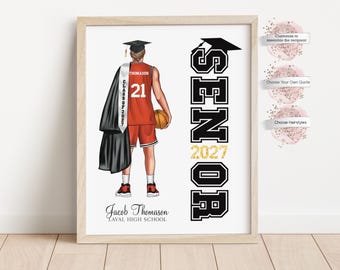 Personalized Senior Basketball Graduation Print, Custom Uniform Included, Senior Graduation Gift, Senior Night (Digital or Print)