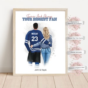Hockey personnalisé couple, cadeau sport, cadeau pour lui, cadeau joueur de hockey, cadeau couple, cadeau d'anniversaire, cadeau hockey, chandail personnalisé