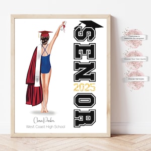 Impression personnalisée de remise des diplômes de nageur, diplômé de l'équipe de natation, remise des diplômes en sport, cadeau pour elle, cadeau pour nageur