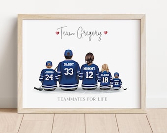 Personalized Hockey Family Print, Custom Jersey Included, Gift for Hockey Family, Gift for Dad, Billet Family (Digital or Print)