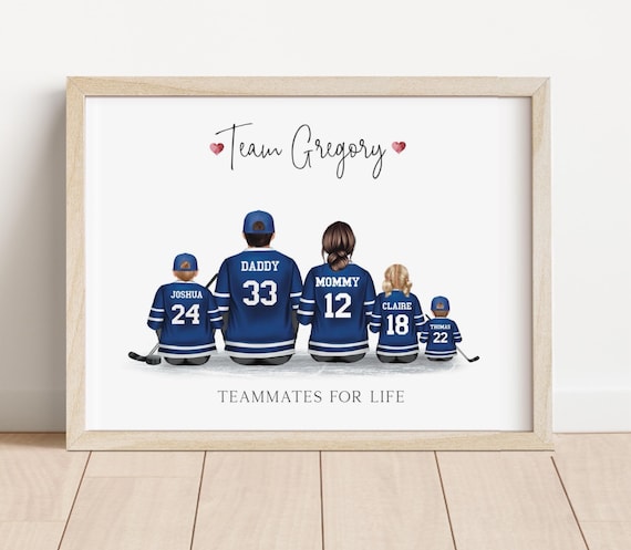 Personalized Hockey Family Print, Custom Jersey Included, Gift for Hockey Family, Gift for Dad, Billet Family (Digital or Print)
