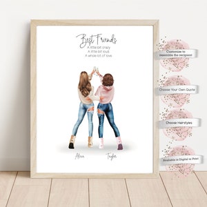 Personalized Friends Print, Personalized Best Friends Portrait, Best Friends Gift,  Sisters Gift, Gift for Best Friend