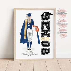 Personalized 2027 Senior Softball Graduation Print for Her, Baseball Graduate, Custom Uniform  Included