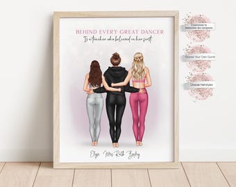 Personalized Dance Teacher Portrait Print, Gift for Dance Teacher, Custom Dance Students Gift (Digital or Print)