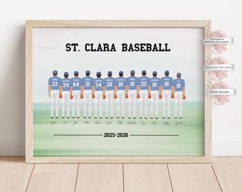Personalized Baseball Team Print, End of Season Gift, Gift for Coach, Custom Uniforms Included, Softball Gift, Personalized Gift