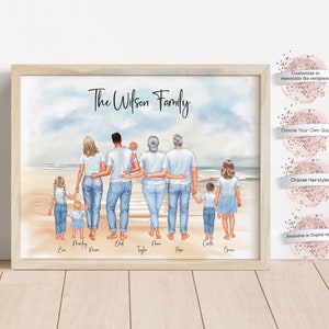 Personalized Family Portrait on Beach, Personalized Family Print, Family Portrait, Gift For Dad, Gift for Mom, Gift for Family