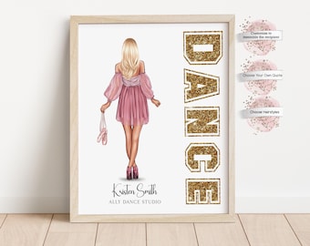 Personalized Dancer Print, Gift for Dancer, Dance Gift, Birthday Gift, Gift for Her (Digital or Print)