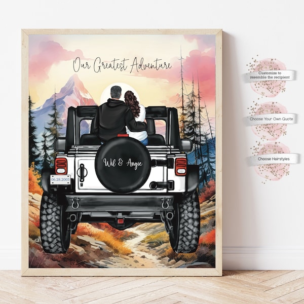 Personalized off Roading Adventure Print, Mountains, JK, SUV, Gift for Her, 4x4 Couple, Mudding,Wheeling, Gift for 4x4, Anniversary Gift