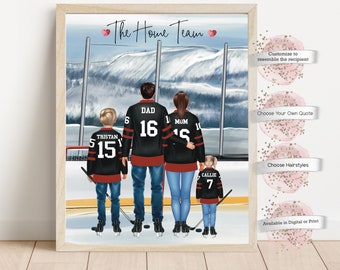 Personalized Hockey Family Print, Custom Uniform  Included, Hockey Gift, Gift for Hockey Fans (Digital or Print)