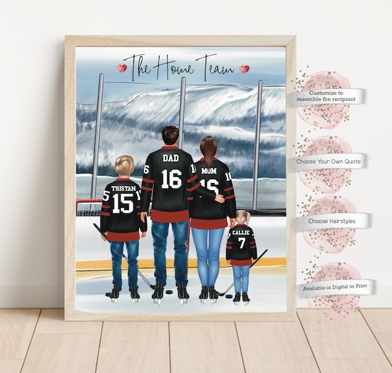 Personalized Hockey Family Print, Custom Uniform  Included, Hockey Gift, Gift for Hockey Fans (Digital or Print)