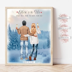 Personalized Anniversary Couple Print, Custom Gift for Couple, Couples Gift, Gift for Her, Gift for Him, Christmas Gift,  Romantic Gift Idea