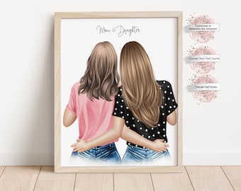 Regalo personalizado para mamá, póster personalizado para madre e hija, regalo personalizado para el Día de la Madre
