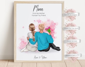 Lámina personalizada para madre e hija, regalo para mamá de parte de su hija, regalo para el Día de la Madre