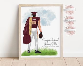 Personalized Senior Football Graduation Print, Custom Uniform , Senior Gift, Graduation Gift (Digital or Print)