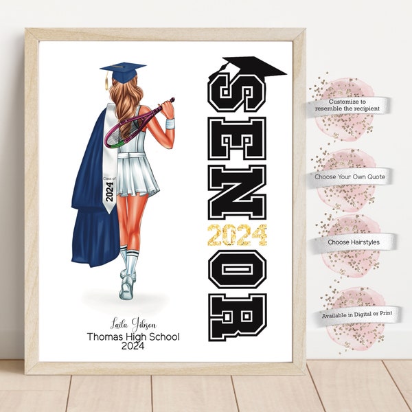 Custom Tennis Graduation Print, Tennis Graduate, Sports Graduation, Gift for Her, Tennis Player/Gift, Graduation Gift