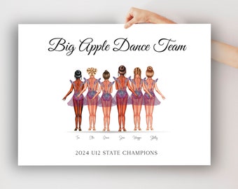 Personalized Dance Team Portrait, Personalized Dance Team  Print, Gift for Dancers, Girls Dance Team, Birthday or Christmas