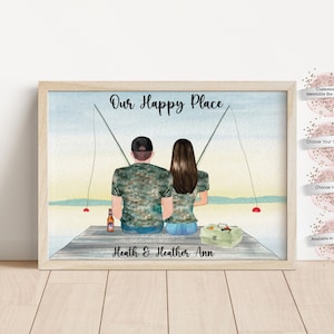 Custom Couple Fishing Portrait, Fishing Gift for Couples, Gift for Boyfriend,  Fishing, Couple Gift, Gift for Couples 