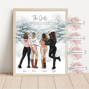 Cadeau personnalisé meilleur ami, impression de groupe de collègues, portrait de groupe des meilleurs amis, groupe d'amis, collègues, sœurs, colocataires