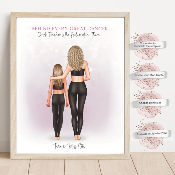 Custom Dance Teacher Portrait, Personalized Dance Teacher Print, Gift for Dancers