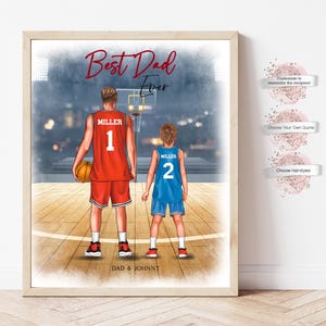 Impression personnalisée de basket-ball père et fils, cadeau sport père et fille, cadeau pour lui, maillot personnalisé, cadeau de basket-ball