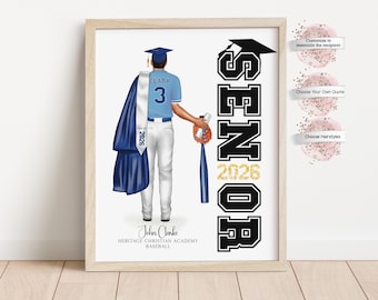 Personalized 2026 Senior Male Softball/Baseball Graduation Print, Custom Uniform , Senior Night Graduation Gift (Digital or Print)