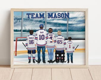 Personalized Hockey Family Print, Billet Family, Hockey Gift
